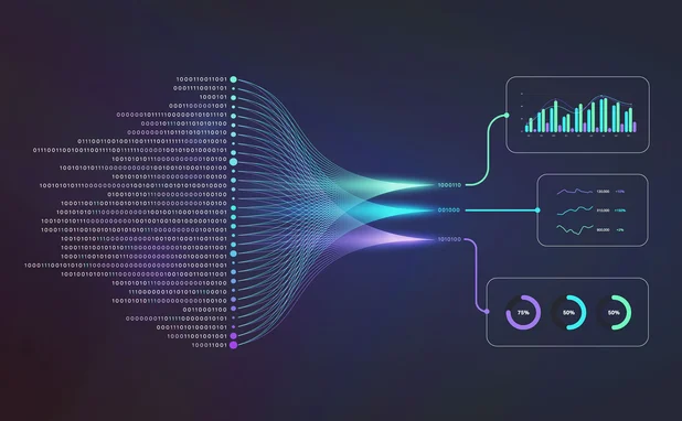 Data at the left side is filtered to create clear analysis on the right side