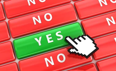 A cursor clicks on a ‘yes’ button