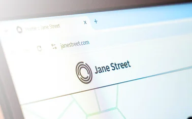 Jane Street website and logo viewed on a computer monitor