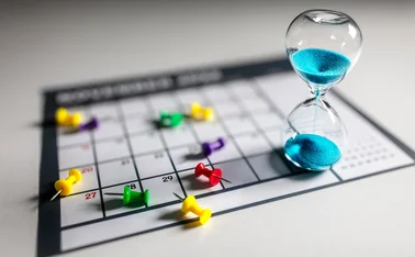 Calendar and hourglass