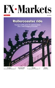 Cover of FX Markets showing a silhouette of people upside down on a rollercoaster ride