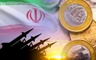 Montage of Iran flag with rocket launchers pointed at EM currencies