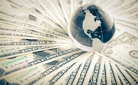 Dollars and a globe