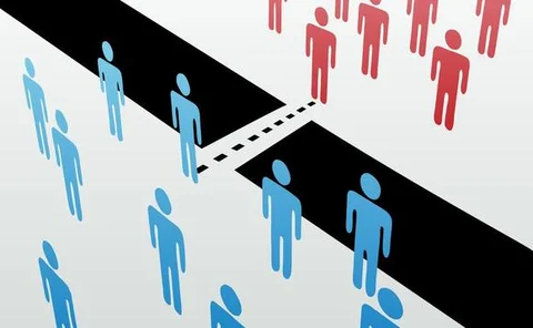 Concept image of people merger