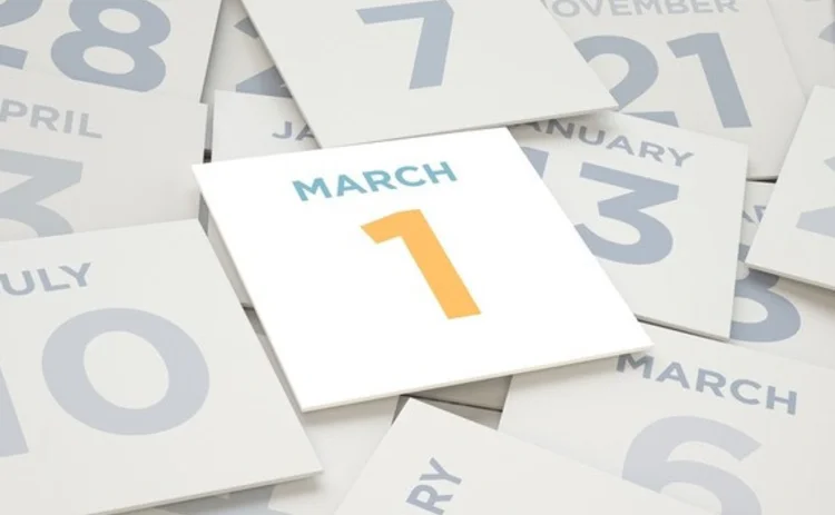 1 March date on calendar 1 March date on calendar