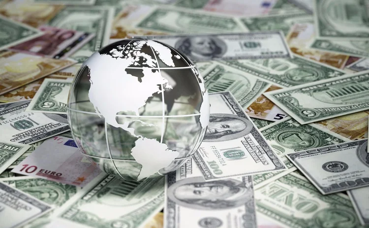 US dollars and globe US dollars and globe