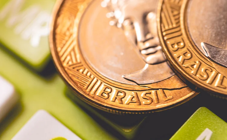 Brazilian-real coin -on-a calculator
