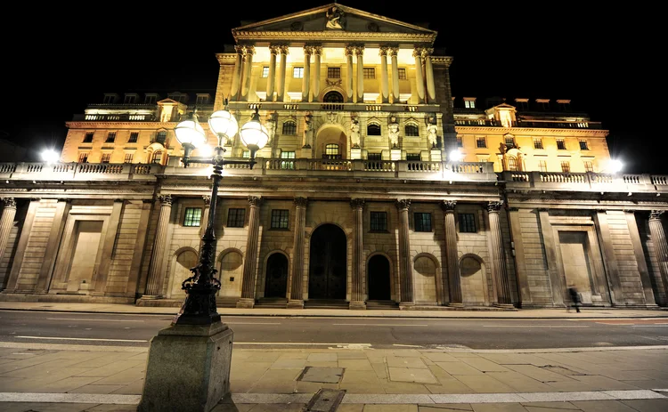 The Bank of England at night 