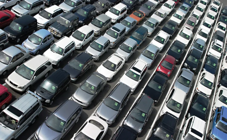 Cars on forecourt from above Cars on forecourt from above