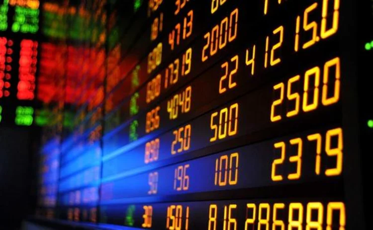 A stock exchange screen A stock exchange screen