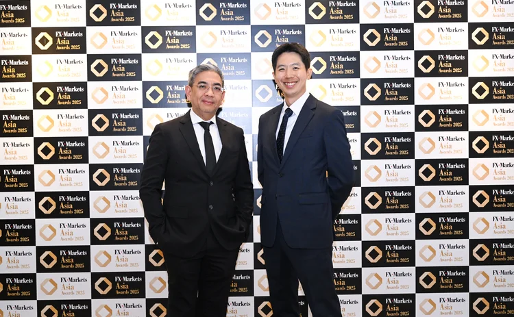 Winners having their photos taken at the FX Markets Asia Awards 2025