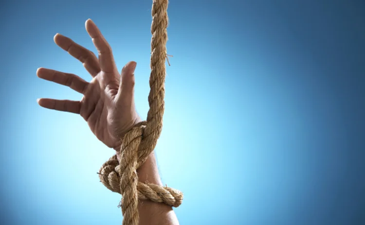 Tied up hand Tied up hand