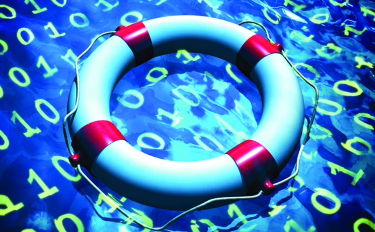 Life preserver floating on binary data 