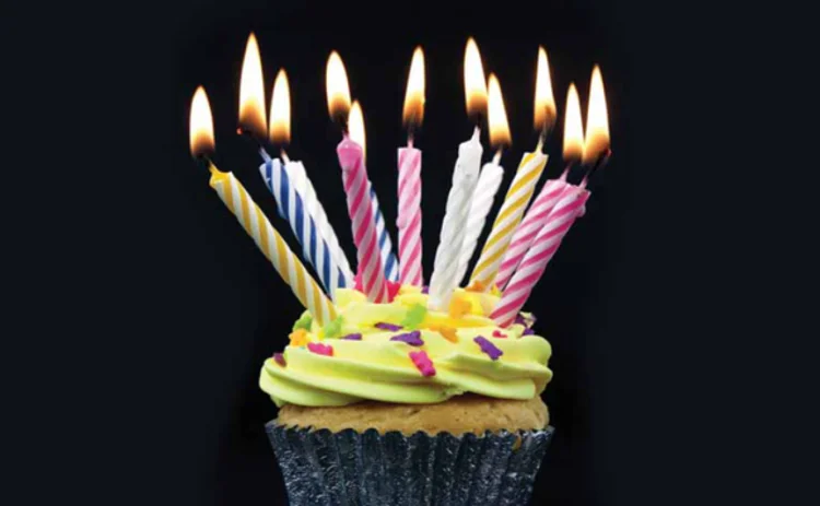 Cupcake with birthday candles Cupcake with birthday candles