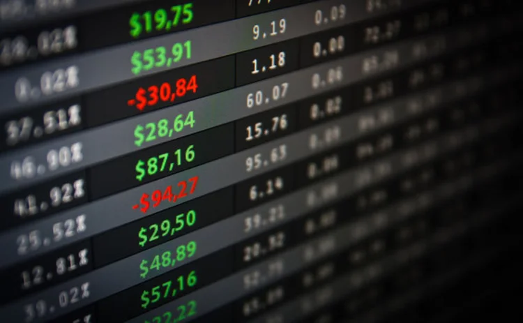 Stock exchange board showing prices Stock exchange board showing prices
