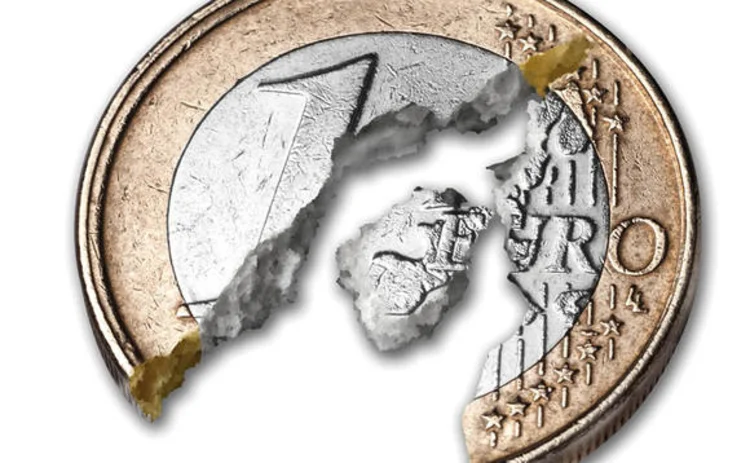 Photp of a broken euro coin Photp of a broken euro coin