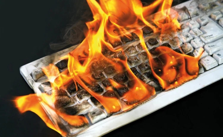 Keyboard on fire