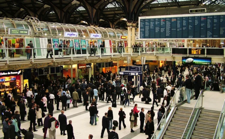 Commuters at London Liverpool Street station