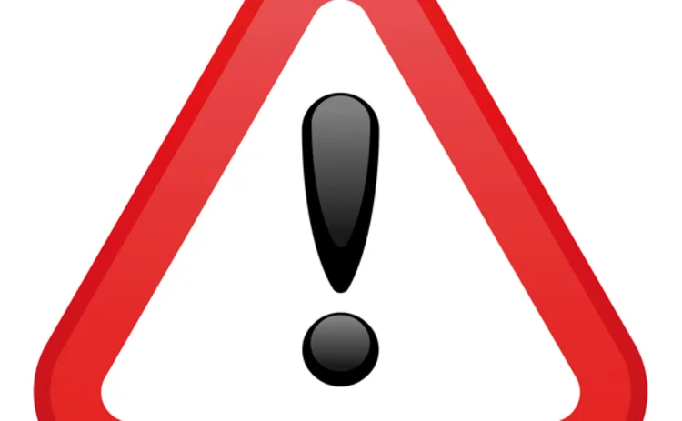 Warning road sign