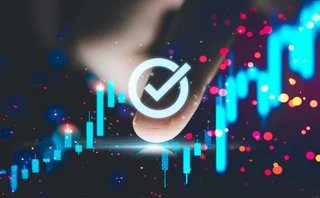 Finger approves a tick mark on a trading chart