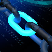 Chain links hover over a data screen
