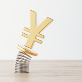 Yen symbol on a spring