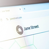 Jane Street website and logo viewed on a computer monitor