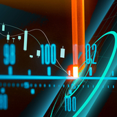 Radio dial and candlestick chart