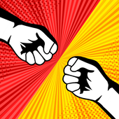 two hands punch towards each other